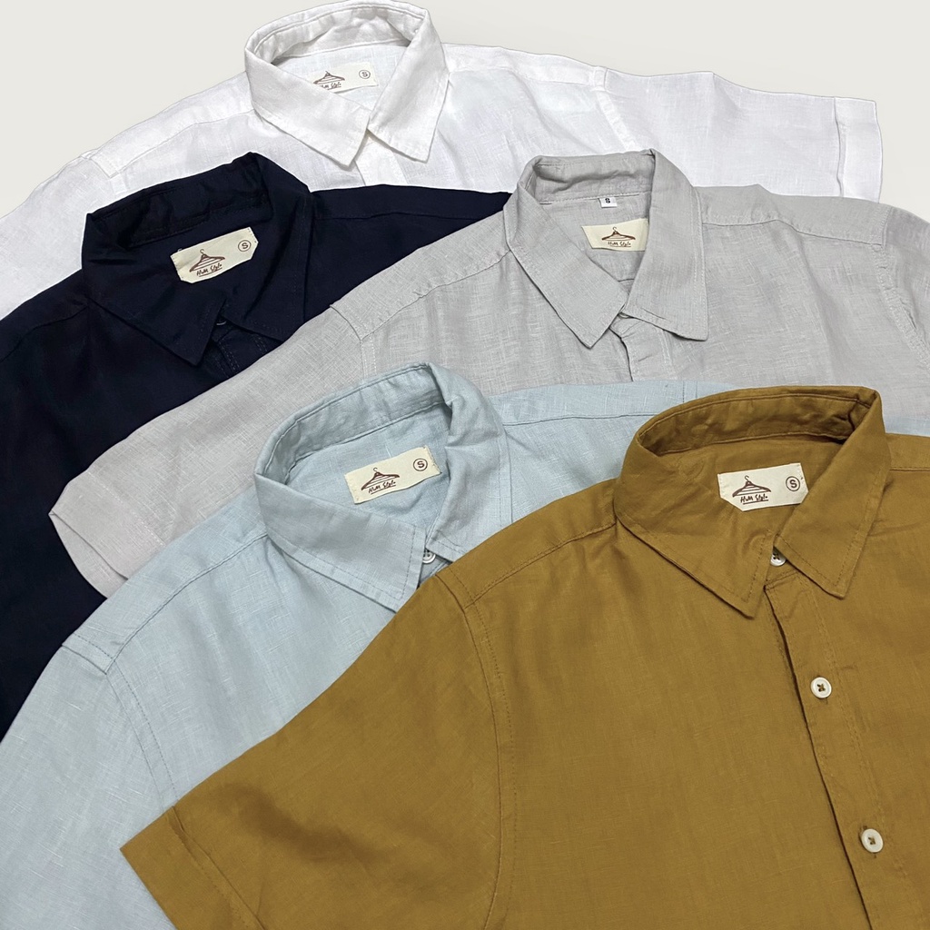 Áo Sơmi Linen Tay Ngắn Regular Fit Đơn Gỉan Thoáng Mát