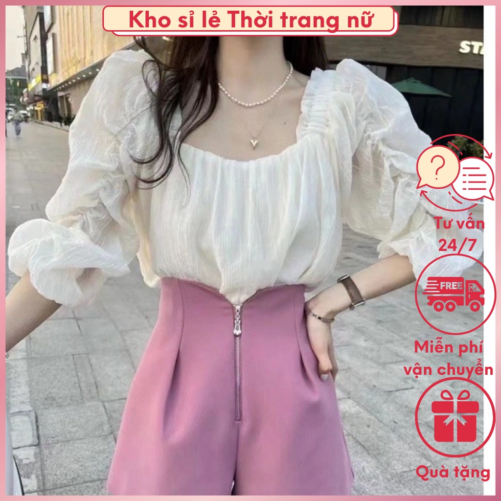 ÁO KIỂU RỚT VAI TAY PHỒNG (hàng có sẵn)
