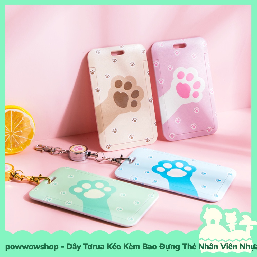 [Sẵn VN - Hỏa Tốc] Dây Móc Tơrua Kéo Bao Đựng Thẻ Nhân Viên Phong Cách Chân Mèo Cat Paw Đáng Yêu