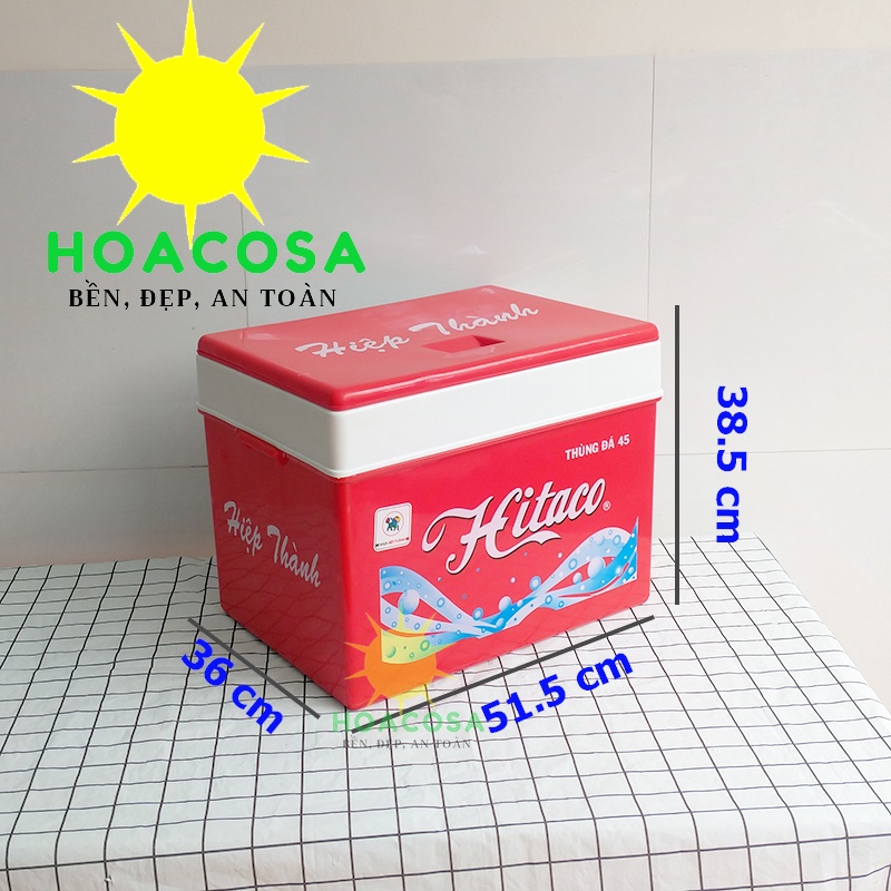 Thùng Đá 45L  Hitaco Nắp Rời Nhựa Hiệp Thành Có Vòi Xả Dày Dặn, Giữ Đá Lâu- Đồ Gia Dụng Hoacosa.