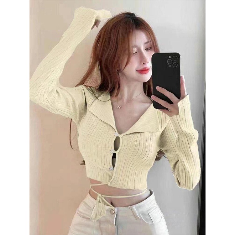 Áo khoác cardigan YEYA dệt kim mỏng cổ chữ V tay dài thời trang mùa thu 2022 dành cho nữ