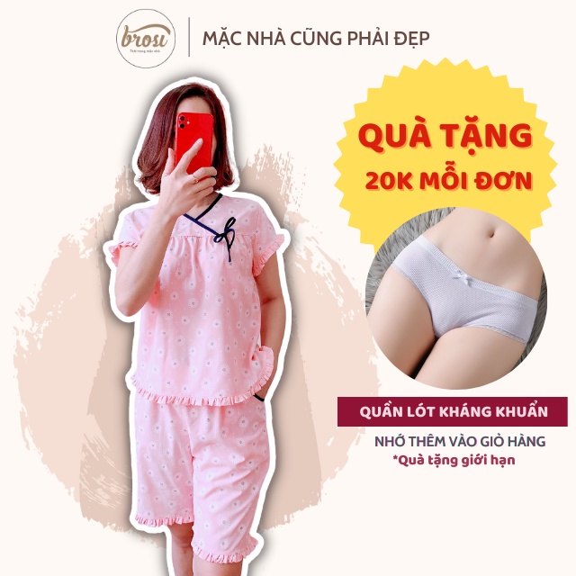 Đồ Bộ Mặc Nhà Nữ BROSI Vải Kate Lụa Mềm Mát Không Nhăn Thời Trang Trẻ Trung L002