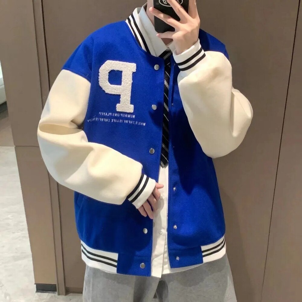 varsity jacket áo varsity jacket áo khoác varsity jacket varsity jacket nam varsity jacket 2hand áo varsity jacket nam varsity jacket bomber Áo Khoác Bóng Chày Màu Xanh Dương Klein Thời Trang Mùa Thu Phong Cách Mới Dễ Phối Đồ Cho Cặp Đôi