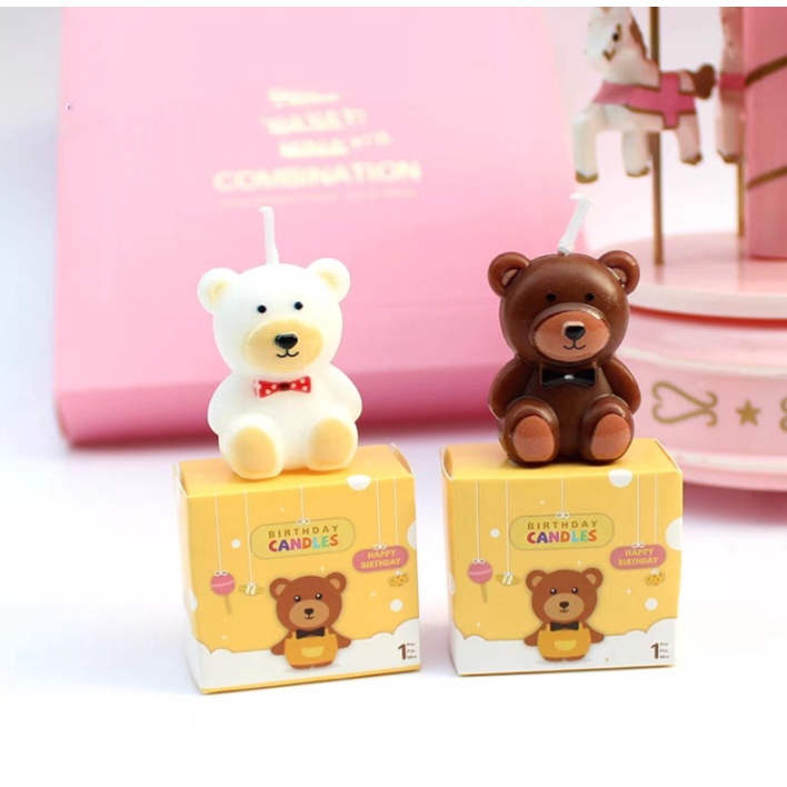 nến gấu trang trí bánh kem
