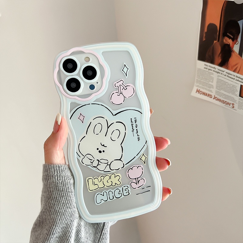 Ốp Điện Thoại Hình Thỏ Và Hoa Xinh Xắn Cho iphone7 / 7plus / 8 / 8plus / x / xs / 11 / 12 / 13 / 14 / pro / max / plus / promax