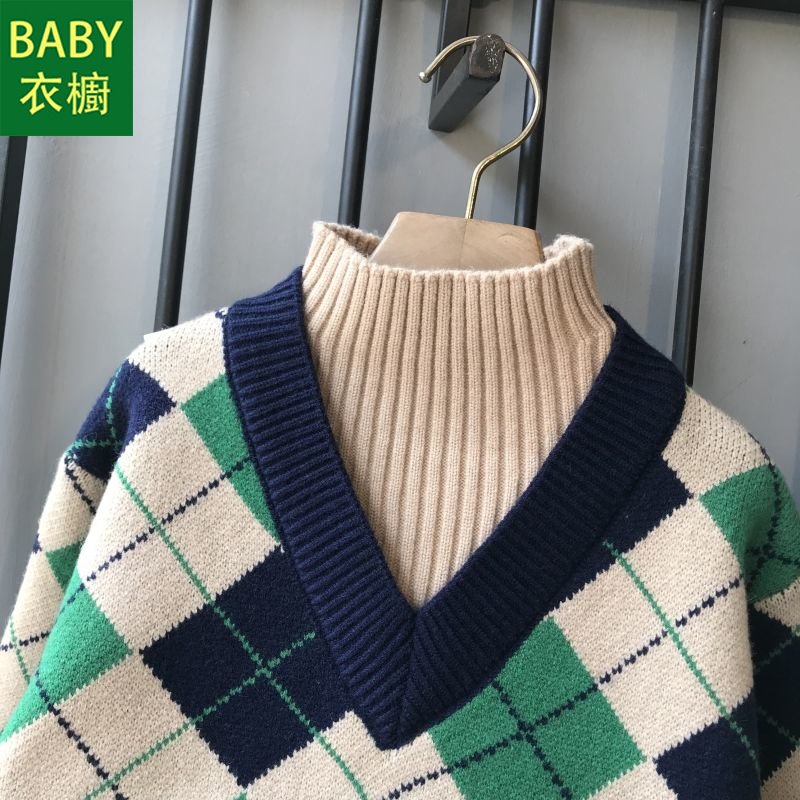 Áo Sweater Giả Hai Lớp Dáng Rộng Phong Cách Hàn Quốc Thời Trang Thu Đông Cho Bé Trai