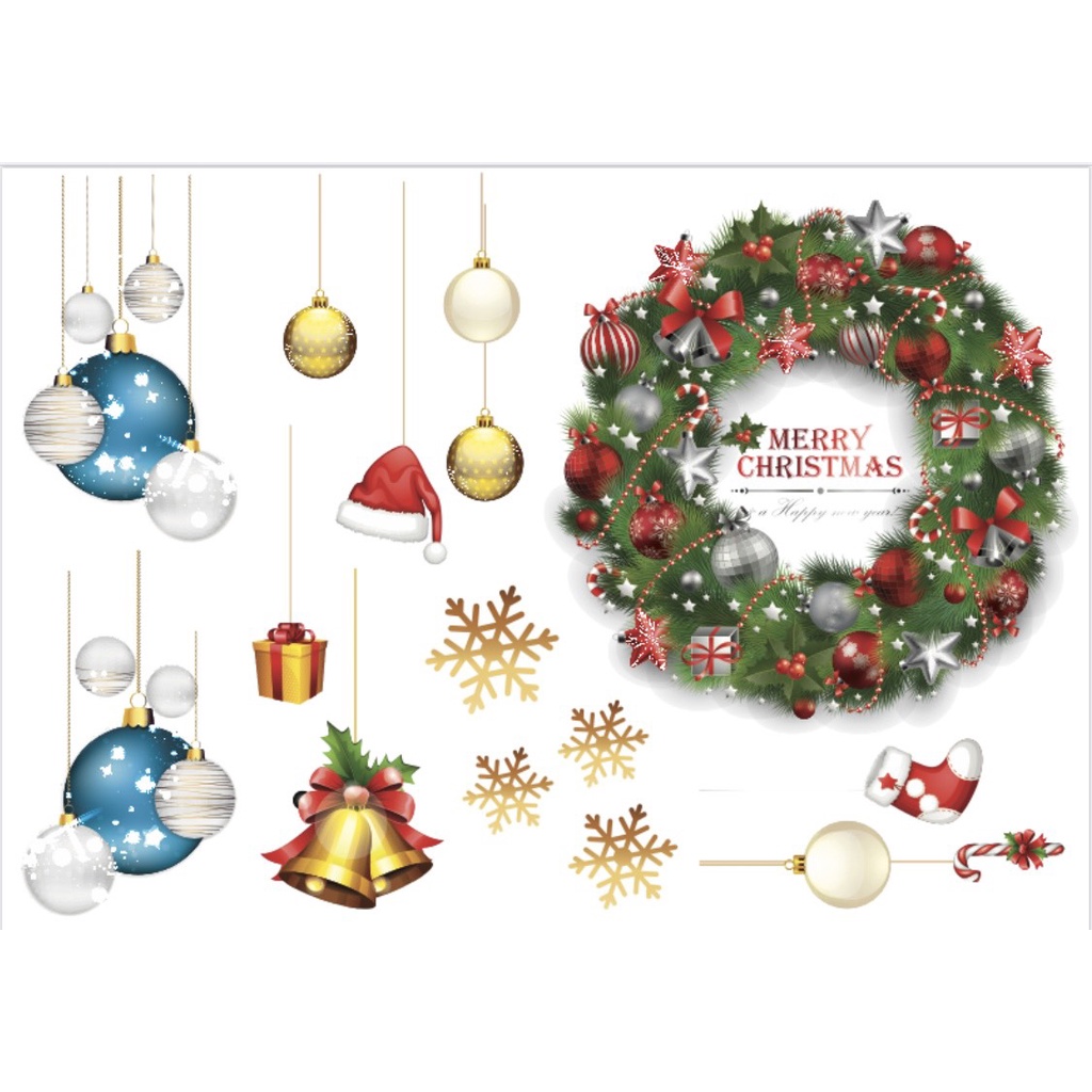 Decal trang trí noel dán kính dán tường MẪU 8