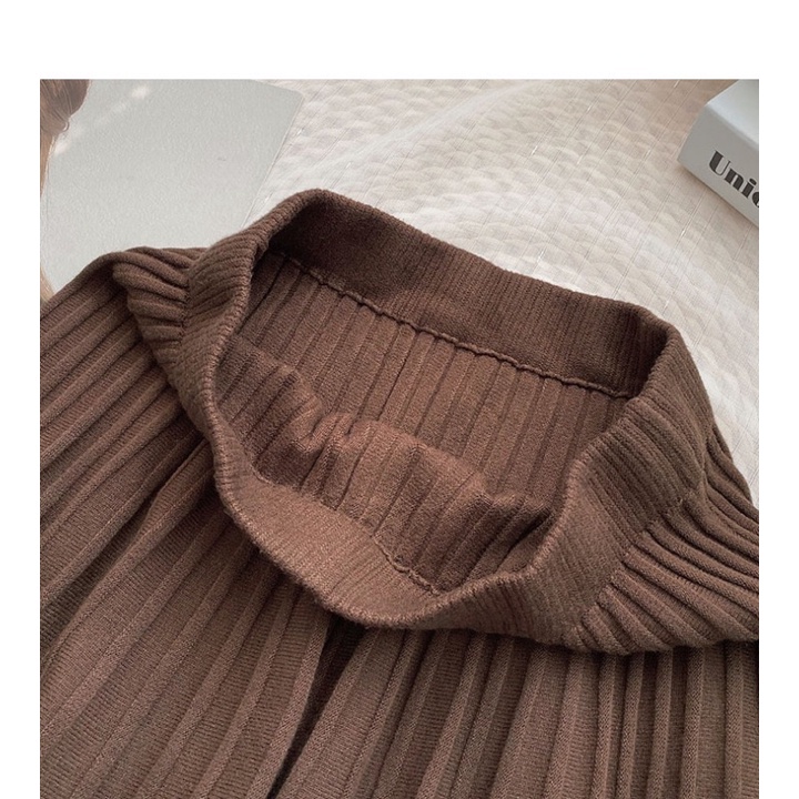 Chân váy len nữ xếp ly cạp chun