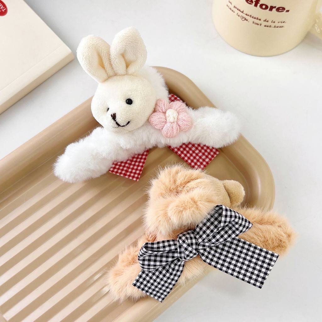 Kẹp Tóc Hình Cá Mập Phối Lông Phong Cách Hàn Quốc Xinh Xắn