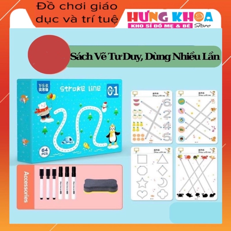 Tập tô vẽ thông minh xóa được - Đồ chơi Giáo dục toàn diện Montessori cho bé từ 2 3 4 5 tuổi