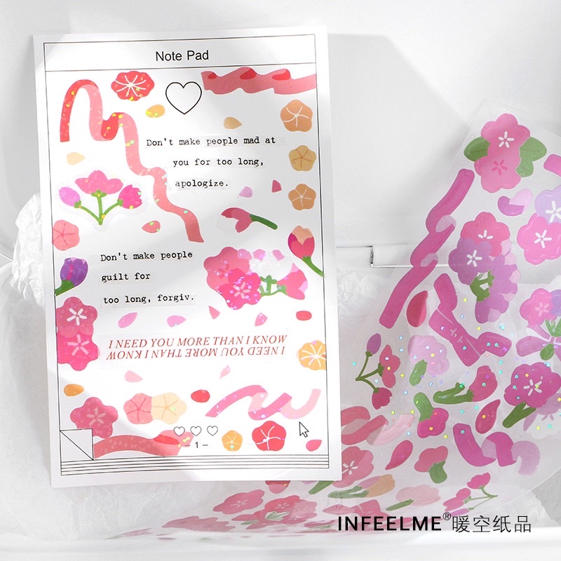 Sticker hoa lá trang trí giá rẻ hologram xinh xắn