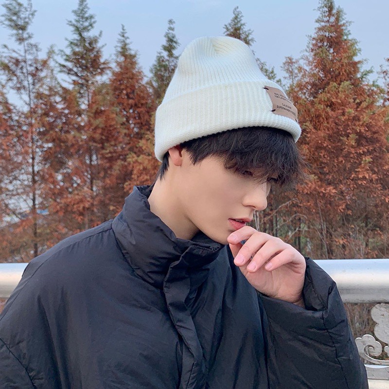 Mũ beanie Len Dệt Kim acrylic Co Giãn Thời Trang Thu Đông Hàn Quốc Dành Cho Nam Nữ