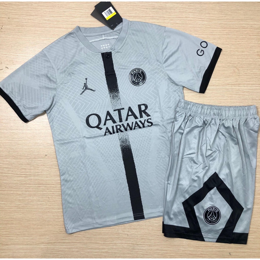 Áo Bóng Đá CLB PSG Xám 22/23 - Chuẩn Mẫu Thi Đấu - Vải Polyester Thái