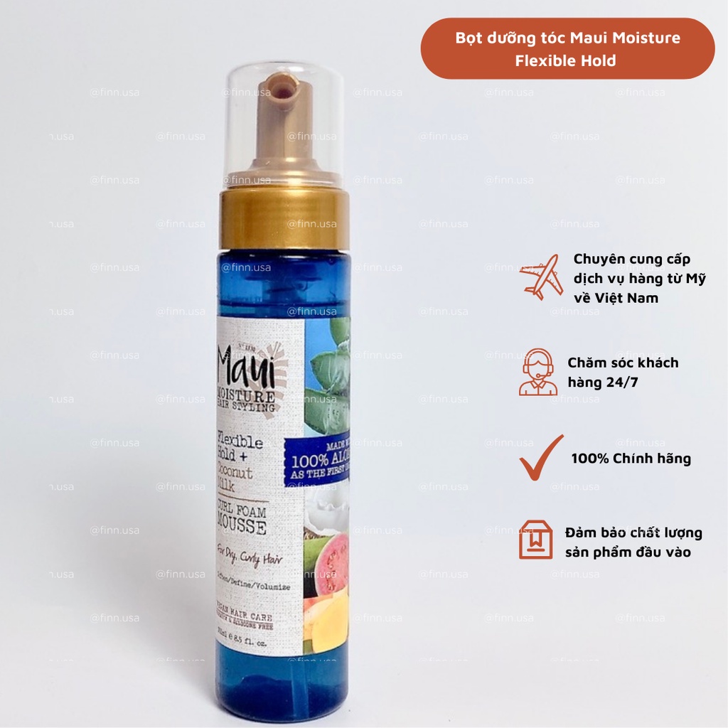 Bọt dưỡng tóc Maui Moisture Flexible Hold + Coconut Milk Curl Foam Mousse, for Curly Hair Styling