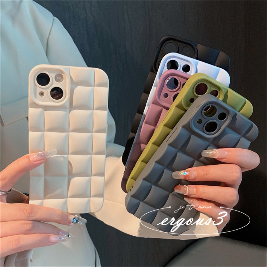 Ốp Điện Thoại Mềm Họa Tiết Caro / Xanh Dương / Xám Đơn Giản Thời Trang Cho iPhone 13 12 11 Pro Max SE2020 X XR Xs Max 7 8 Plus