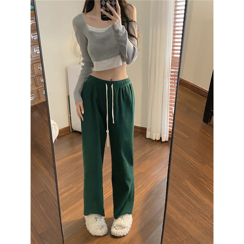 Broad Quần Dài Ống Đứng Lưng Co Giãn Có Dây Kéo Thoải Mái