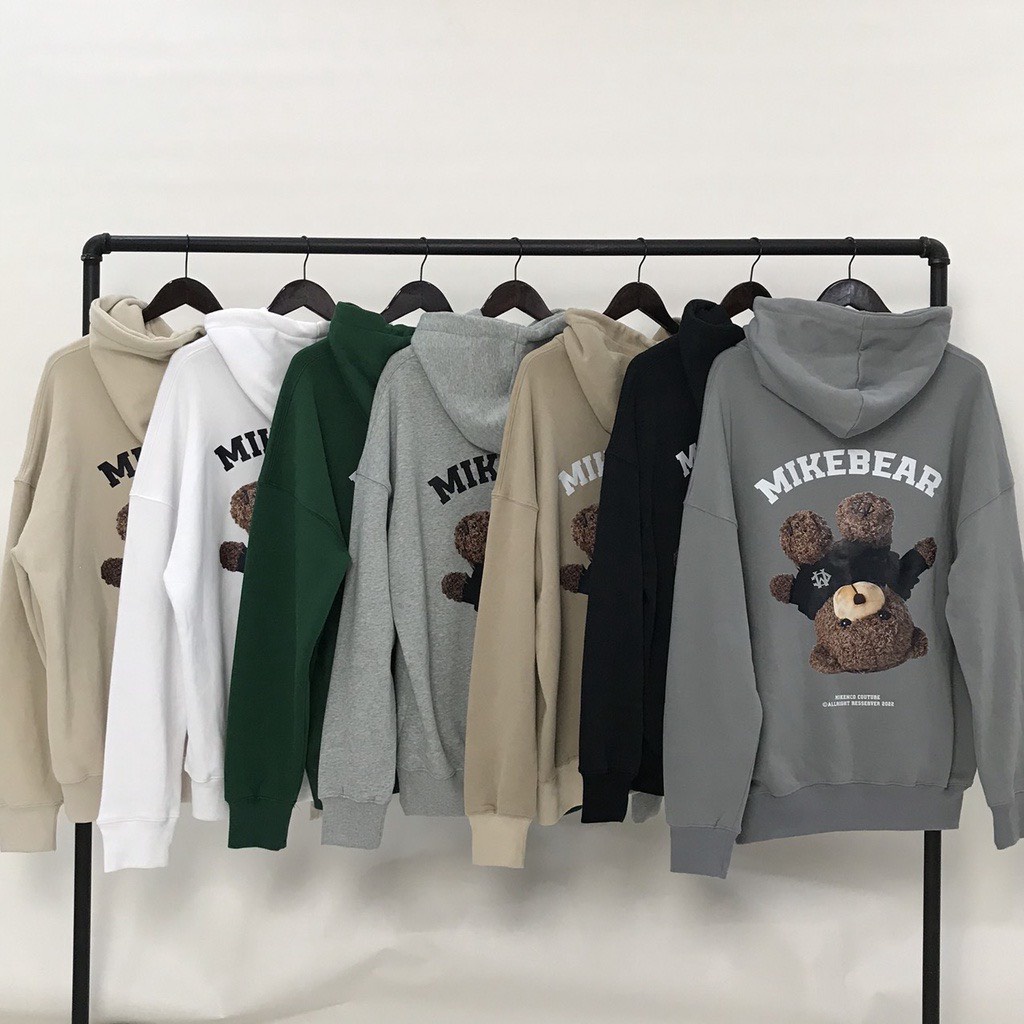 Áo Hoodie Nỉ Gấu Bông Mike Bear Form Rộng Có Túi Và Mũ