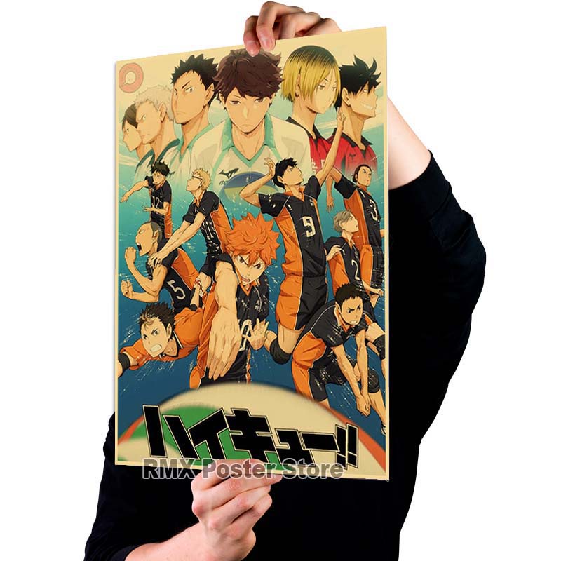 Anime Haikyuu Cổ Điển!! Poster Giấy Kraft Treo Tường Trang Trí Phong Cách Retro