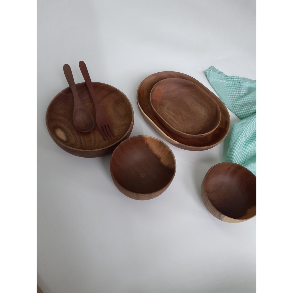 Bát gỗ, tô gỗ đựng salad, màu nâu đẹp