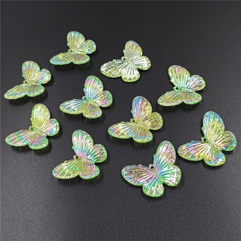 Set 10 Hạt Đá Laser Hình Bướm Nhiều Màu Sắc Dùng Làm Trang Sức Thời Trang DIY