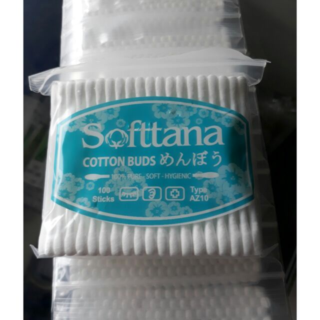 1 lố 12 túi Bông tăm vệ sinh người lớn, trẻ em Softtana [ 1 túi 100 que]