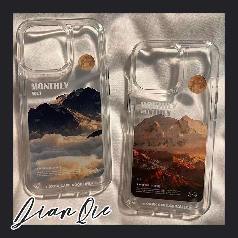 Ốp Điện Thoại Trong Suốt Họa Tiết Núi Tuyết Chống Sốc Cho Iphone 14pro 11 promax 12 Xr 14 14 xs PM39