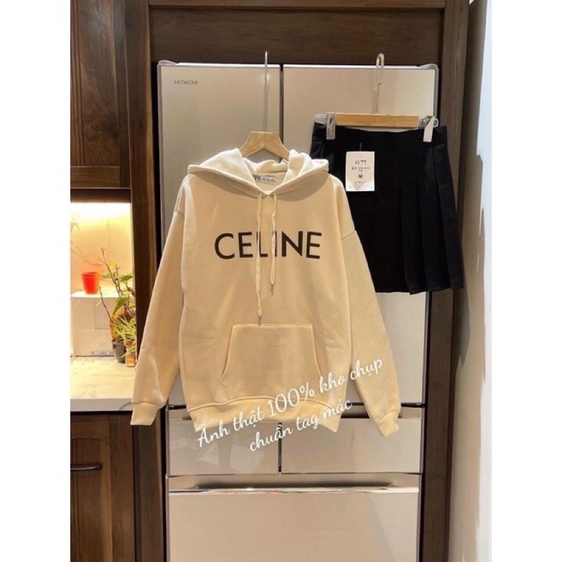 Áo hoodie nỉ mũ celin