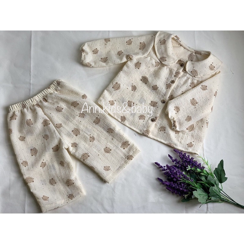 Pijama cho bé ,vải đũi nhăn