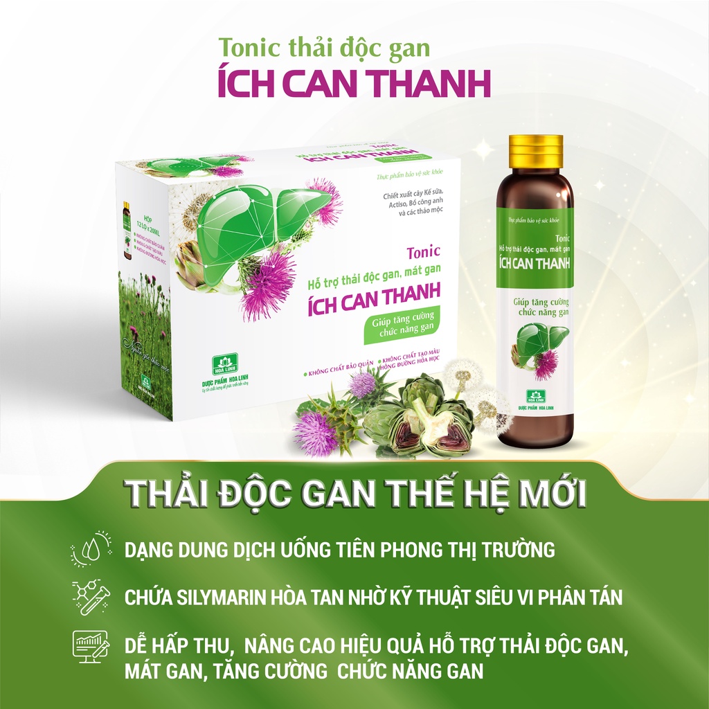 Tonic thải độc gan ÍCH CAN THANH - Thải độc gan thế hệ mới - Hộp 12 lọ x 20ml - EZ Pharmacy