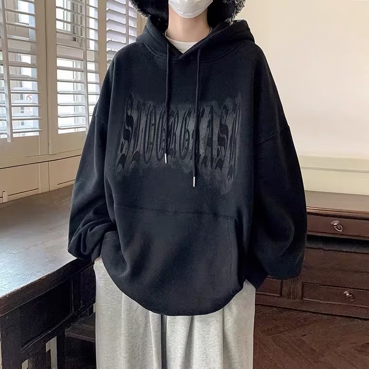 M-8XLáo khoác nam hoodie Tay Dài Dáng Rộng cotton In Chữ Thập Thời Trang Mỹ Thời Trang Unisex