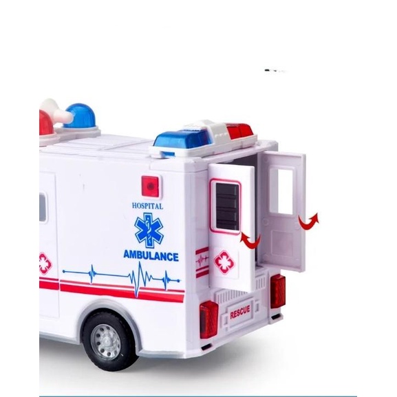Đồ Chơi Xe Cứu Thương Nhạc Đèn Mở Cánh Bằng Nhựa Cao Cấp Cho Bé