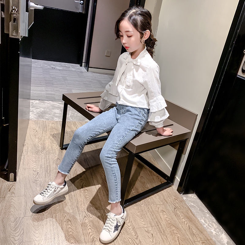 Quần Jean Dài Dáng Ôm Thời Trang Xuân Thu 2022 Cho Bé Gái 8-8 - 9 Tuổi