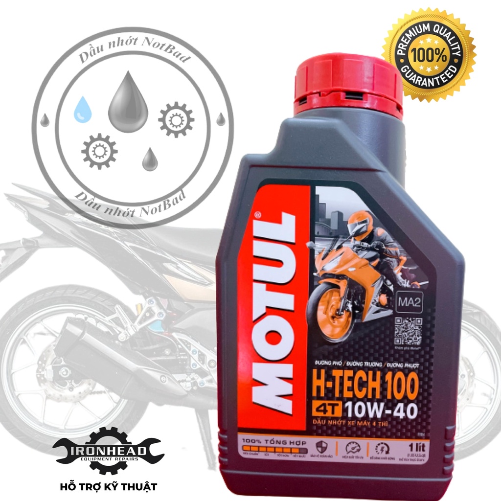 Dầu nhớt Tổng Hợp Motul Htech 100 4T 10w40 - cao cấp dùng cho xe số, xe côn tay - chiết lẻ