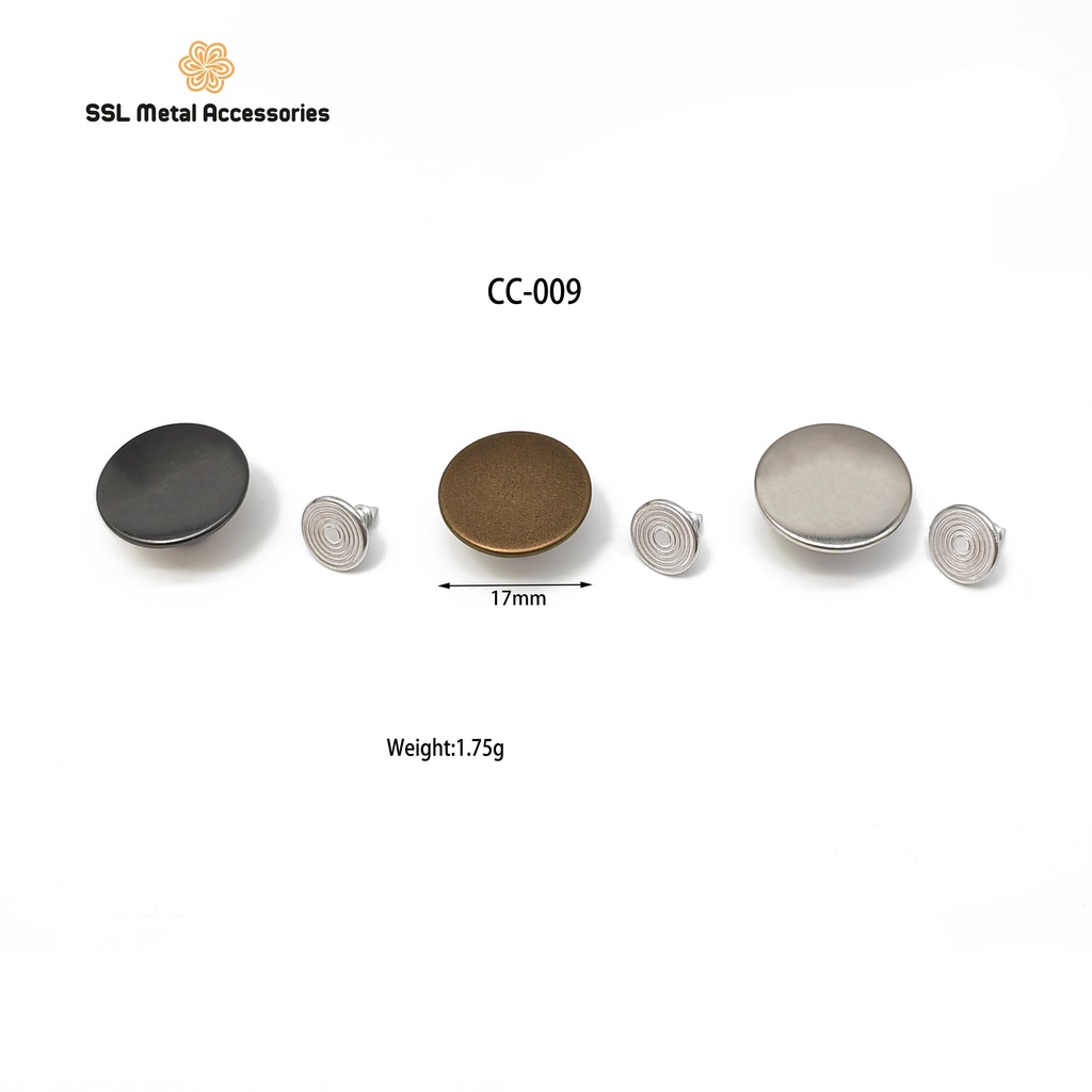 Nút quần jean thời trang mới cao cấp bằng kim loại cho quần bò, áo khoác CC-009 17mm ( 2 bộ)