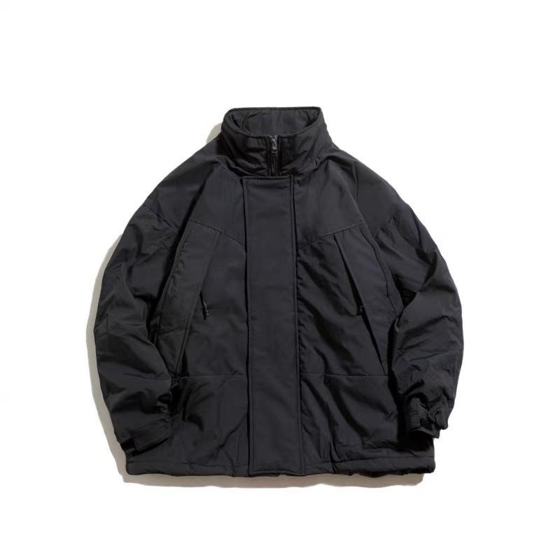 Áo Khoác Phao Cotton Dày Dặn Dáng Rộng Cổ Đứng Phối Túi Kiểu Retro Nhật Bản Thời Trang Mùa Đông Cho Nam