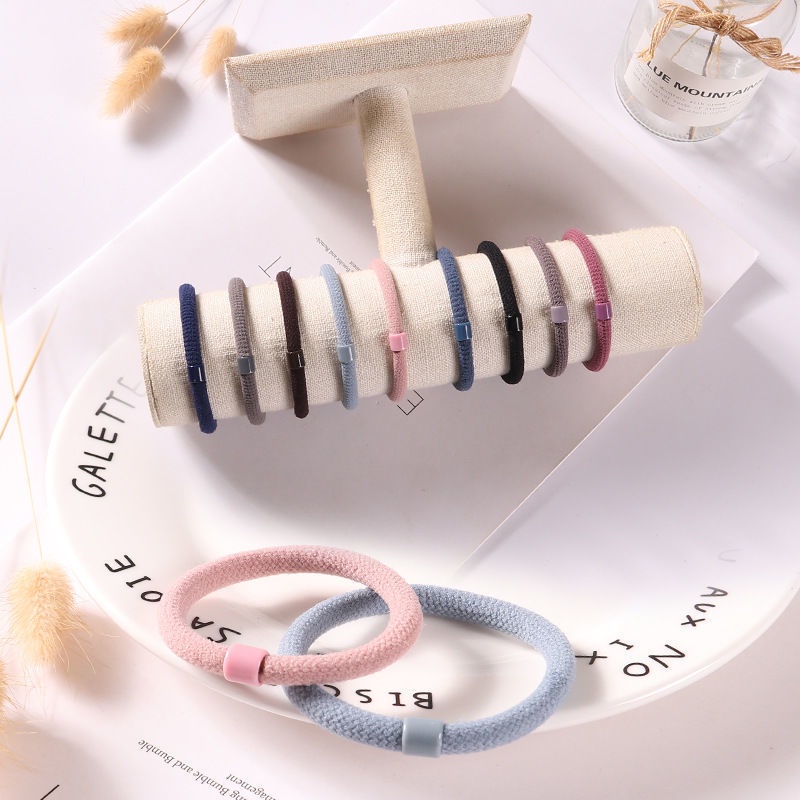Bộ 10 dây cột tóc cao su co giãn tốt nhiều màu sắc dành cho các bạn nữ chất liệu thun dày dặn màu sắc dễ sử dụng - H09