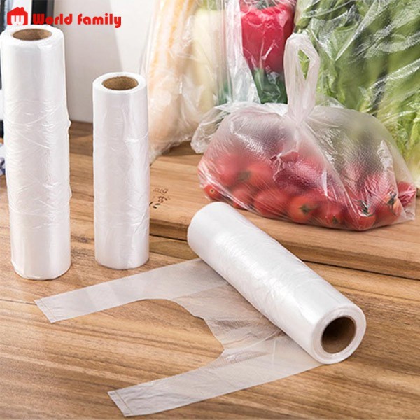 Set 100 túi nylon túi nhựa trong suốt bảo quản thức ăn thực phẩm tươi tiện dụng, có quai sách