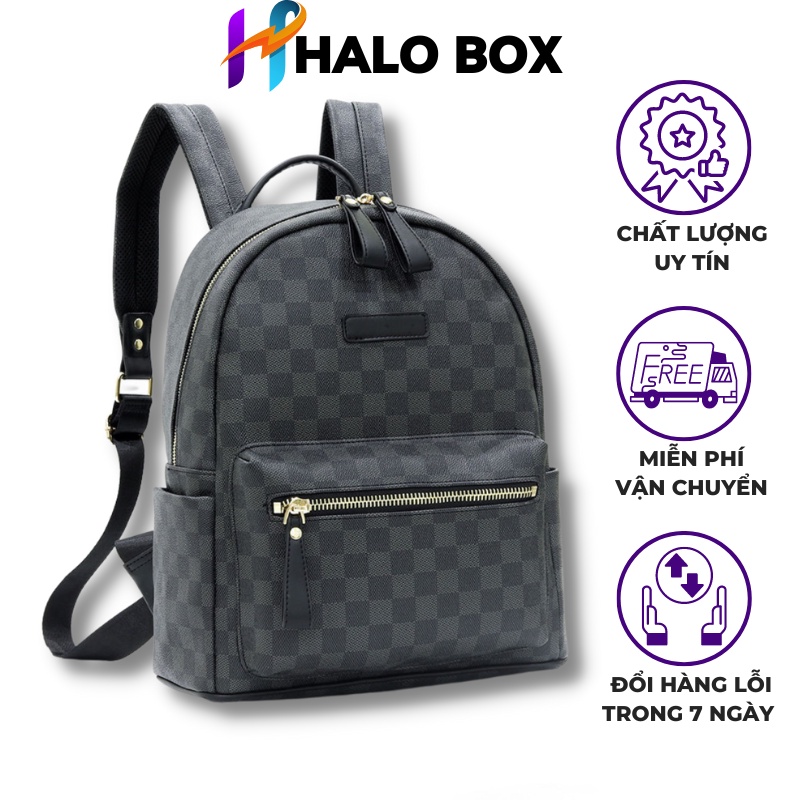 Balo da thời trang nam nữ balo lv da PU cao cấp chống nước cặp đi học đi chơi ulzzang balo đựng laptop 14 inh - 𝐇𝐀𝐋𝐎