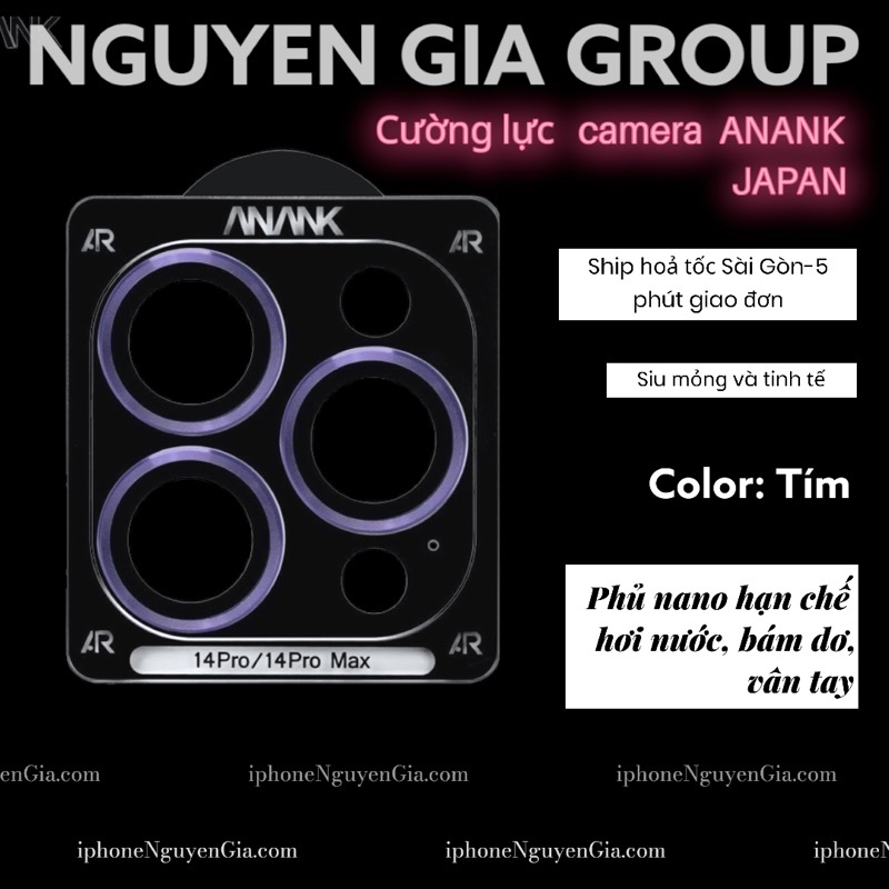 Dán kính cường lực camera iPhone 15 pro max 14 pro Max hàng Nhật ANANK Nguyễn gia group cao đạt q5