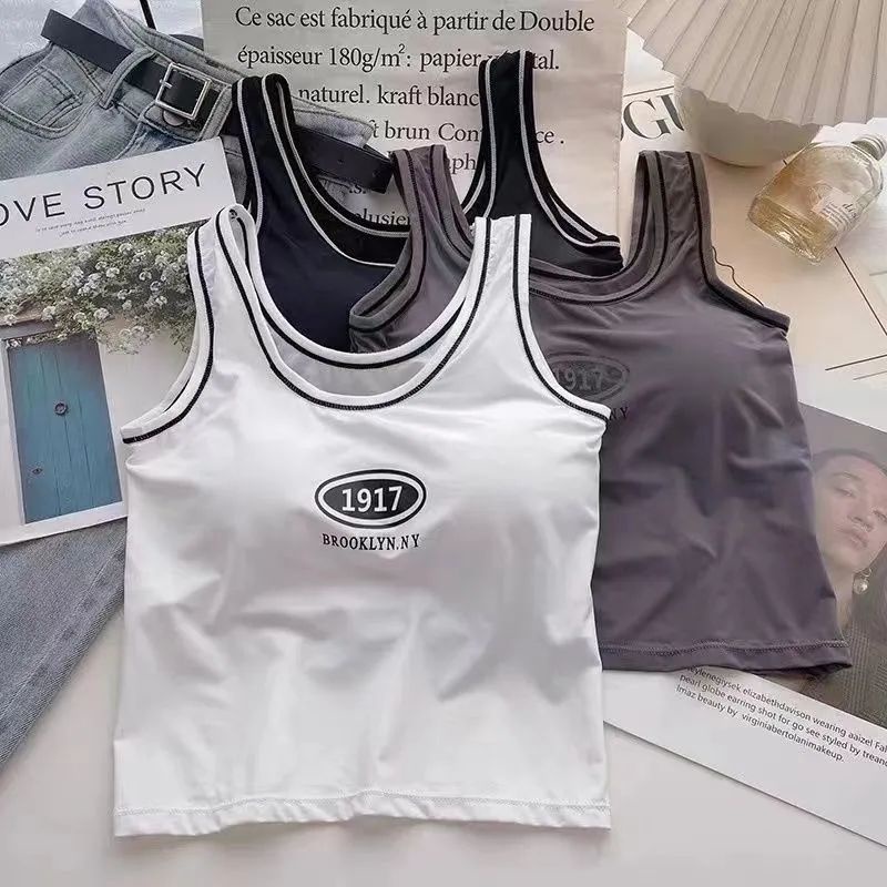 Jiashucheng Áo Dây Bằng Lụa Lạnh Có Đệm Ngực Thoáng Khí Hàng Bán Chạy Phong Cách Mới Cho Nữ