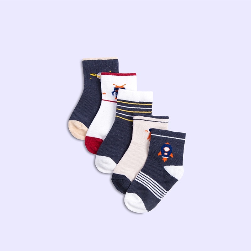 [𝑮𝑰𝑨́ 𝑯𝑼̉𝒀 𝑫𝑰𝑬̣̂𝑻] Set 5 đôi tất dày cho bé, họa tiết dễ thương 0-1,5t 1,5-3t