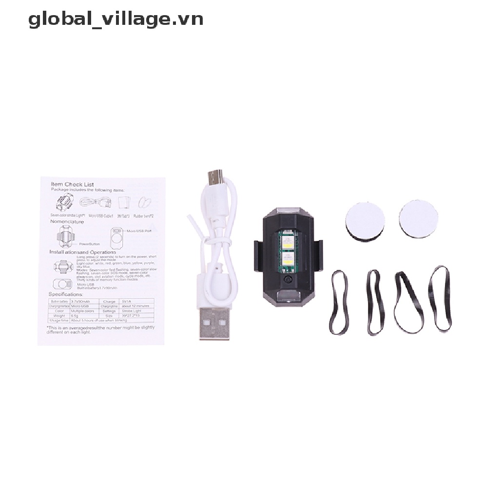 Đèn LED Tín Hiệu USB 7 Màu Gắn Đuôi Xe Đạp Chống Va Chạm