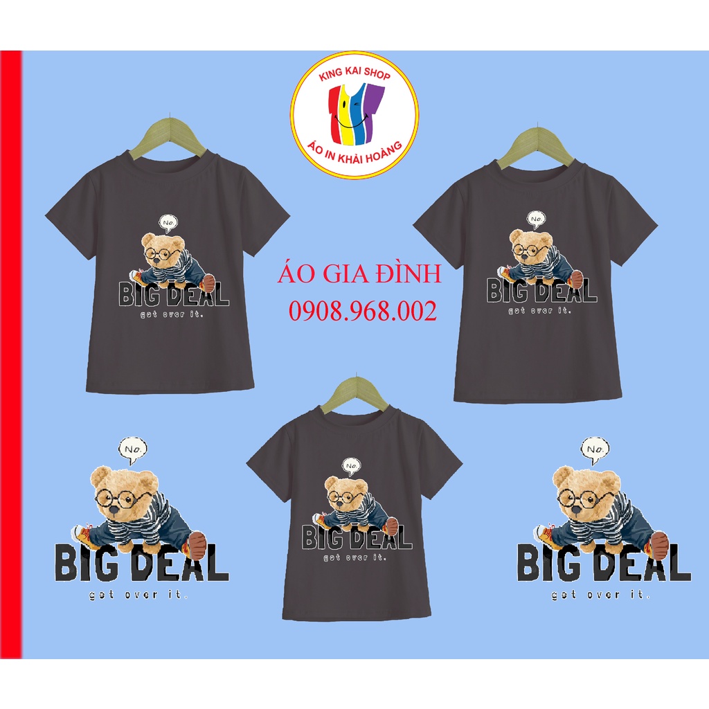 áo thun gia đình in hình gấu dễ thương vải coton co giản 4 chiều thoải mái