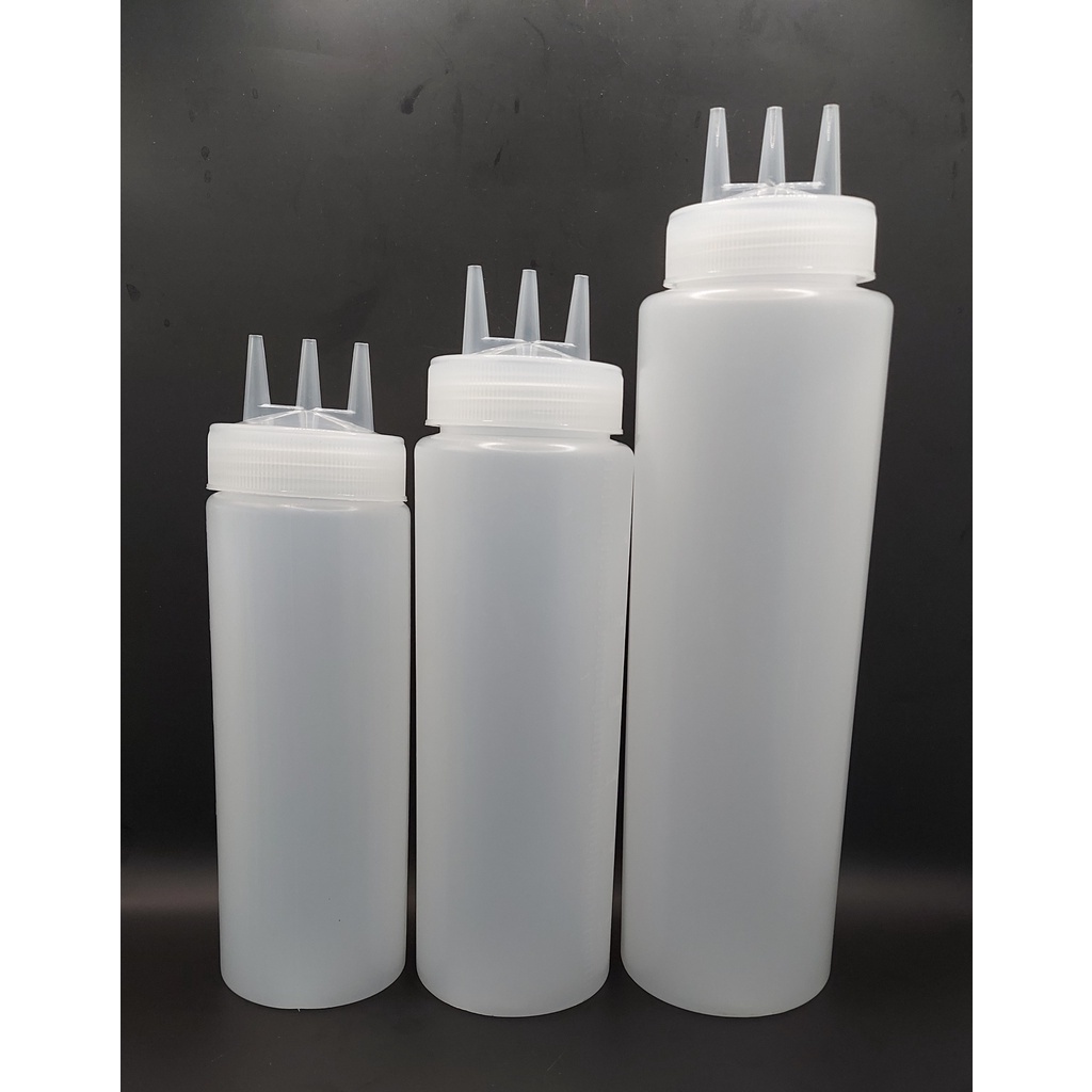 Chai Nhựa 3 Đầu Đựng Sữa Đặc, Đường, Xịt Tương Ớt - Chai Sốt 480ml