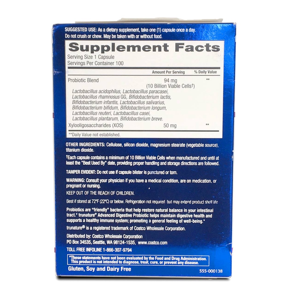 Men vi sinh hỗ trợ hệ tiêu hóa trunature Advanced Digestive Probiotic 100 viên