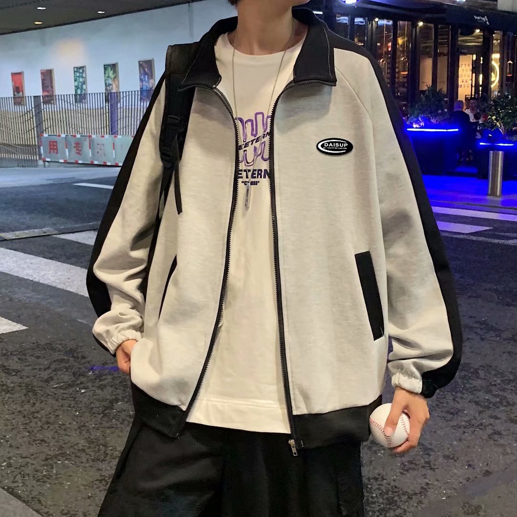 Áo Khoác Thể Thao Cổ Đứng Dáng Rộng Phong Cách Harajuku Thời Trang Xuân Thu 2022 Cho Nam