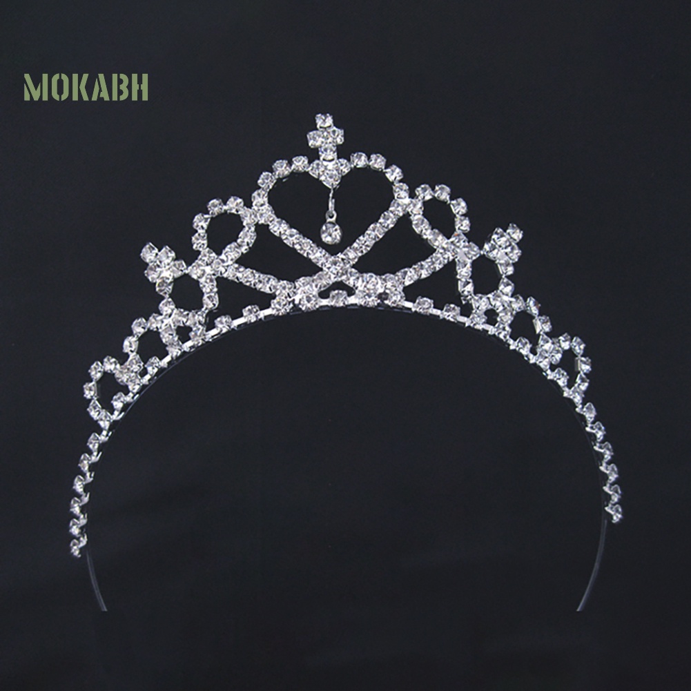 Vương Miện Cài Tóc Đính Đá Hình Trái Tim Thanh Lịch Cho Bé Gái