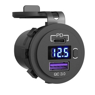 Ổ cắm sạc hai cổng usb 48w 12v / 24v pd3.0 & qc3.0 có đèn led hiển thị vôn kế & bật / tắt sạc nhanh cho xe hơi