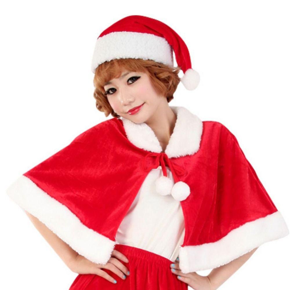 Áo Choàng Giáng Sinh Bằng Vải Polyester Dày Chống Gió Phối Lông Cho Nữ