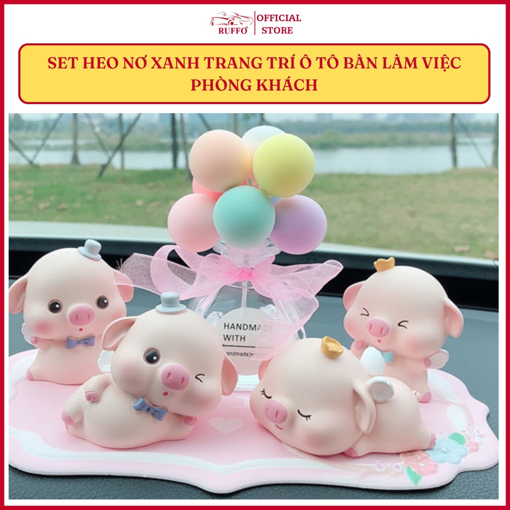 Phụ Kiện Ruffo Trang Trí Taplo Xe Hơi Bàn Làm Việc Phòng Khách Phòng Ngủ Combo 4 Chú Lợn Con Đáng Yêu